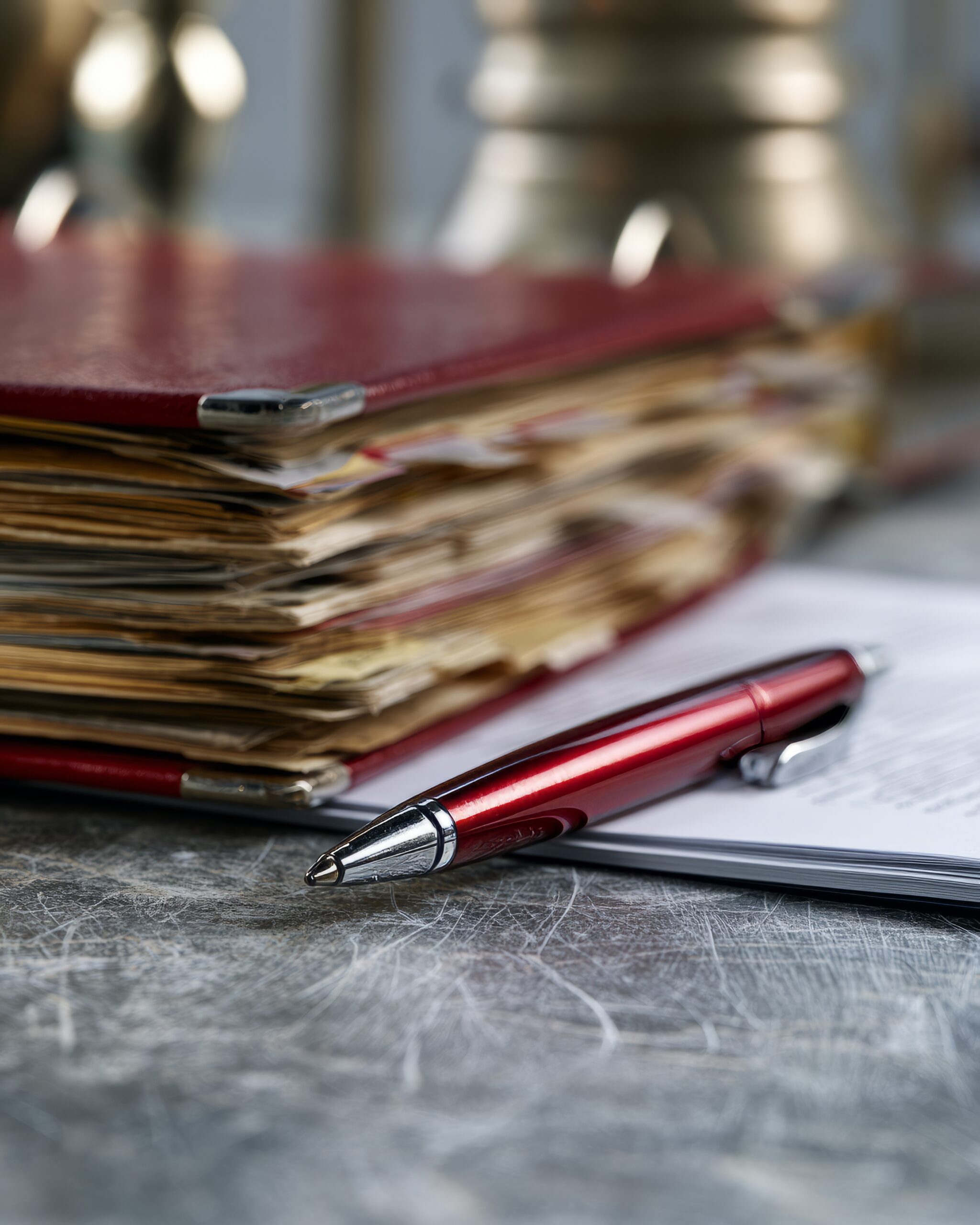 On voit un dossier sur un bureau